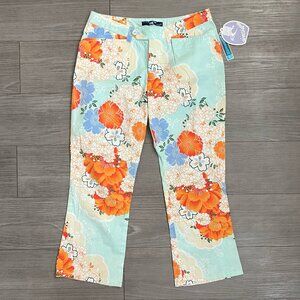 NWT Y2K O’Neill Surf Floral Capri Pants Low Rise Cotton Deadstock USA Size 0